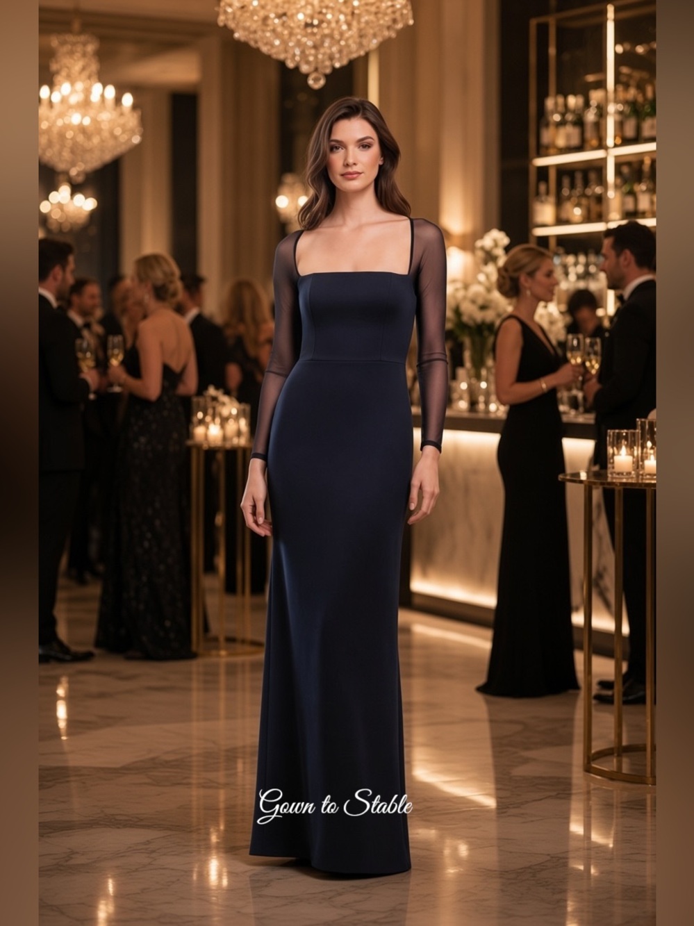Dress The Population Maxwell Dress in Navy